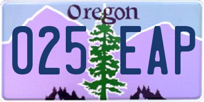 OR license plate 025EAP