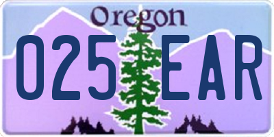 OR license plate 025EAR