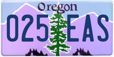 OR license plate 025EAS