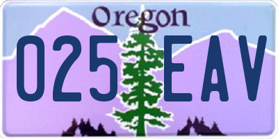 OR license plate 025EAV