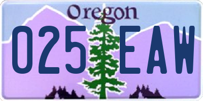 OR license plate 025EAW