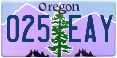 OR license plate 025EAY