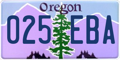 OR license plate 025EBA