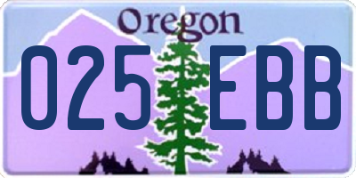 OR license plate 025EBB