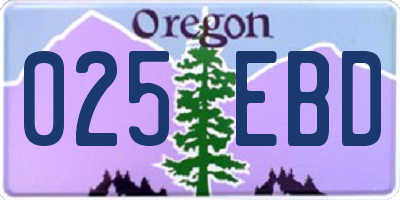 OR license plate 025EBD