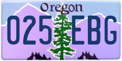 OR license plate 025EBG