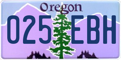 OR license plate 025EBH