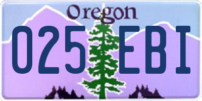 OR license plate 025EBI