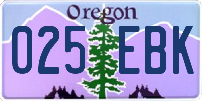 OR license plate 025EBK