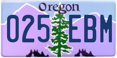 OR license plate 025EBM
