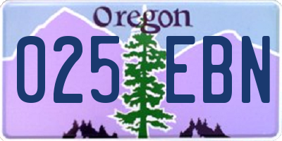 OR license plate 025EBN
