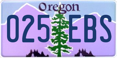 OR license plate 025EBS
