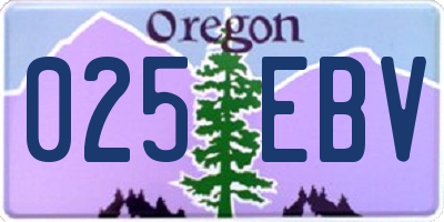 OR license plate 025EBV