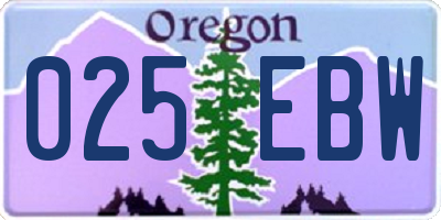 OR license plate 025EBW