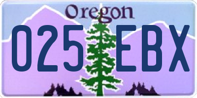 OR license plate 025EBX
