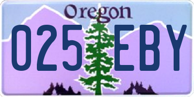 OR license plate 025EBY