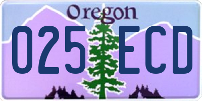 OR license plate 025ECD