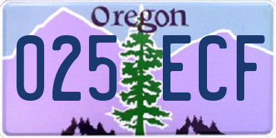 OR license plate 025ECF