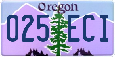 OR license plate 025ECI