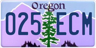 OR license plate 025ECM