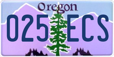 OR license plate 025ECS