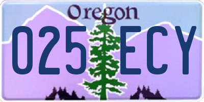 OR license plate 025ECY