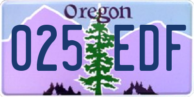 OR license plate 025EDF