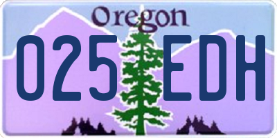 OR license plate 025EDH