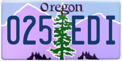 OR license plate 025EDI