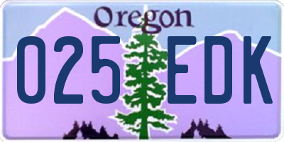 OR license plate 025EDK