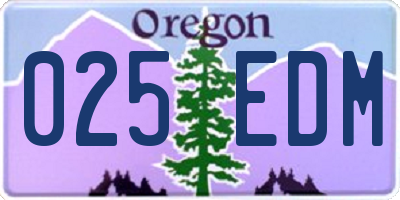 OR license plate 025EDM