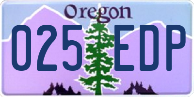 OR license plate 025EDP