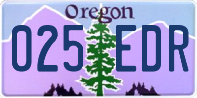 OR license plate 025EDR