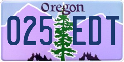 OR license plate 025EDT