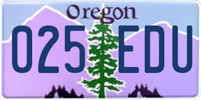 OR license plate 025EDU