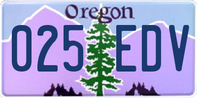 OR license plate 025EDV