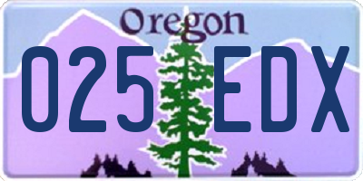 OR license plate 025EDX