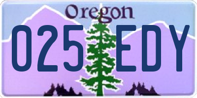 OR license plate 025EDY