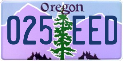 OR license plate 025EED