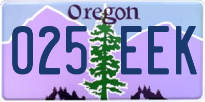 OR license plate 025EEK