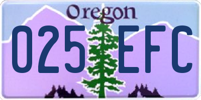 OR license plate 025EFC