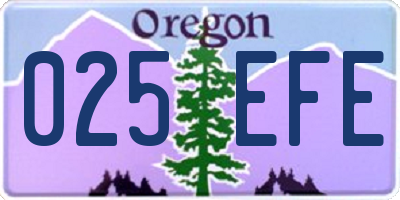 OR license plate 025EFE