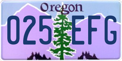 OR license plate 025EFG