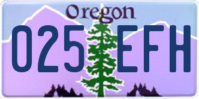 OR license plate 025EFH