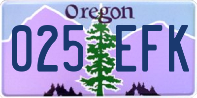 OR license plate 025EFK