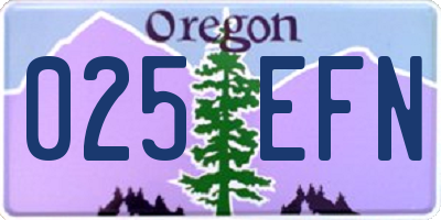 OR license plate 025EFN