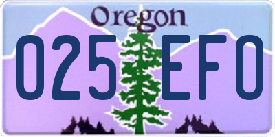 OR license plate 025EFO