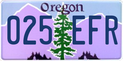 OR license plate 025EFR