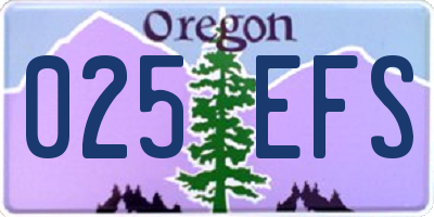 OR license plate 025EFS