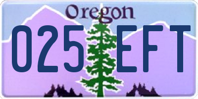 OR license plate 025EFT